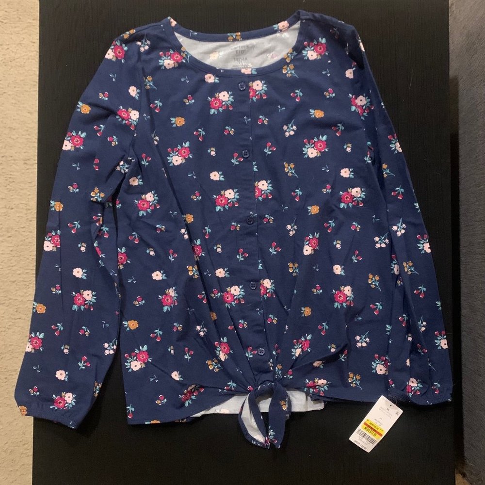 Carter's girl floral tie-front long sleeve